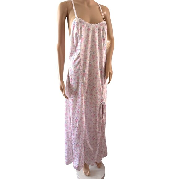Vintage Petra Fashions Floral Maxi Nightgown Lingerie With Lace Trim - Picture 10 of 15